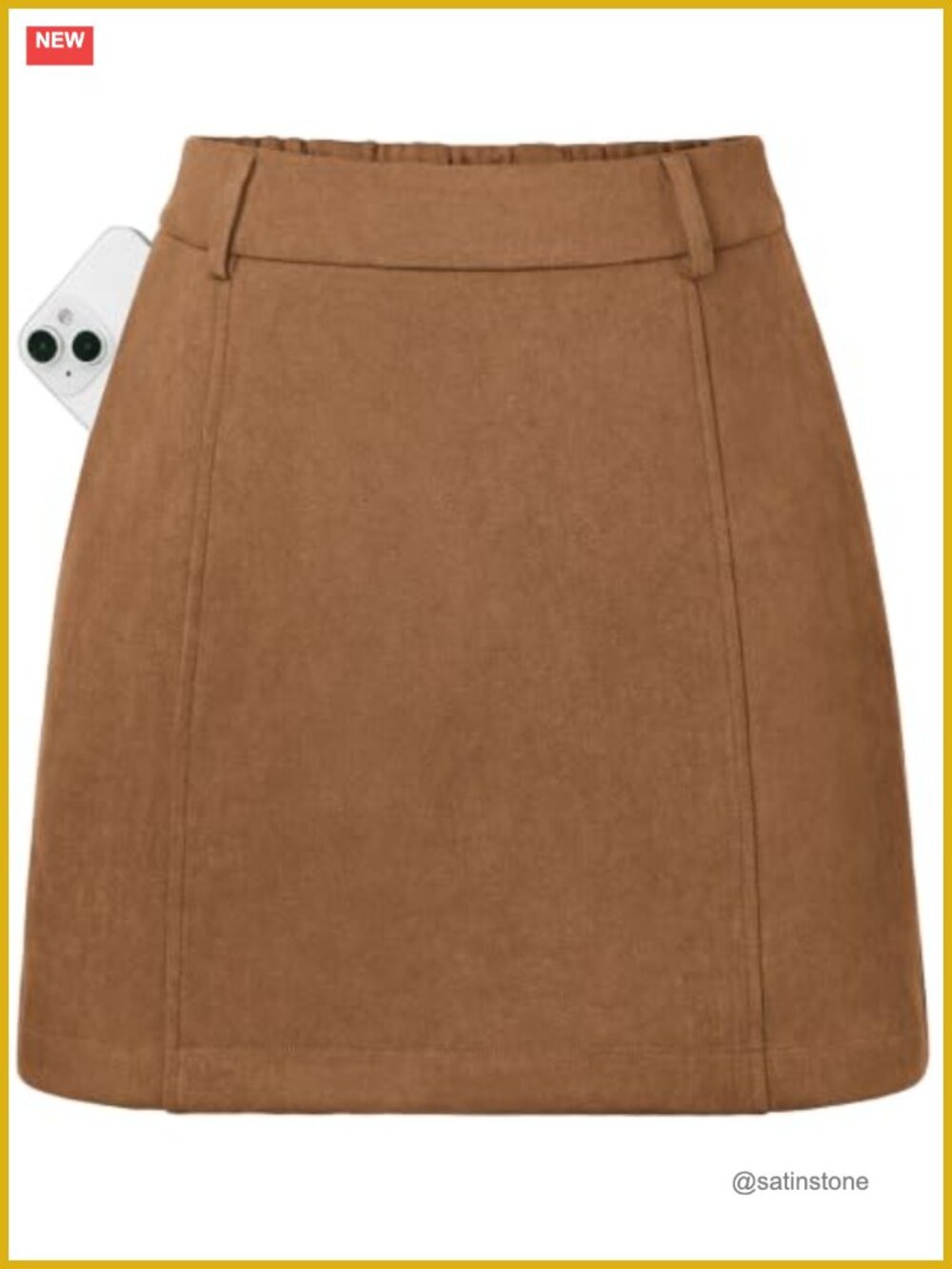 Faux Suede High Waisted A-Line Mini Skort with Pockets